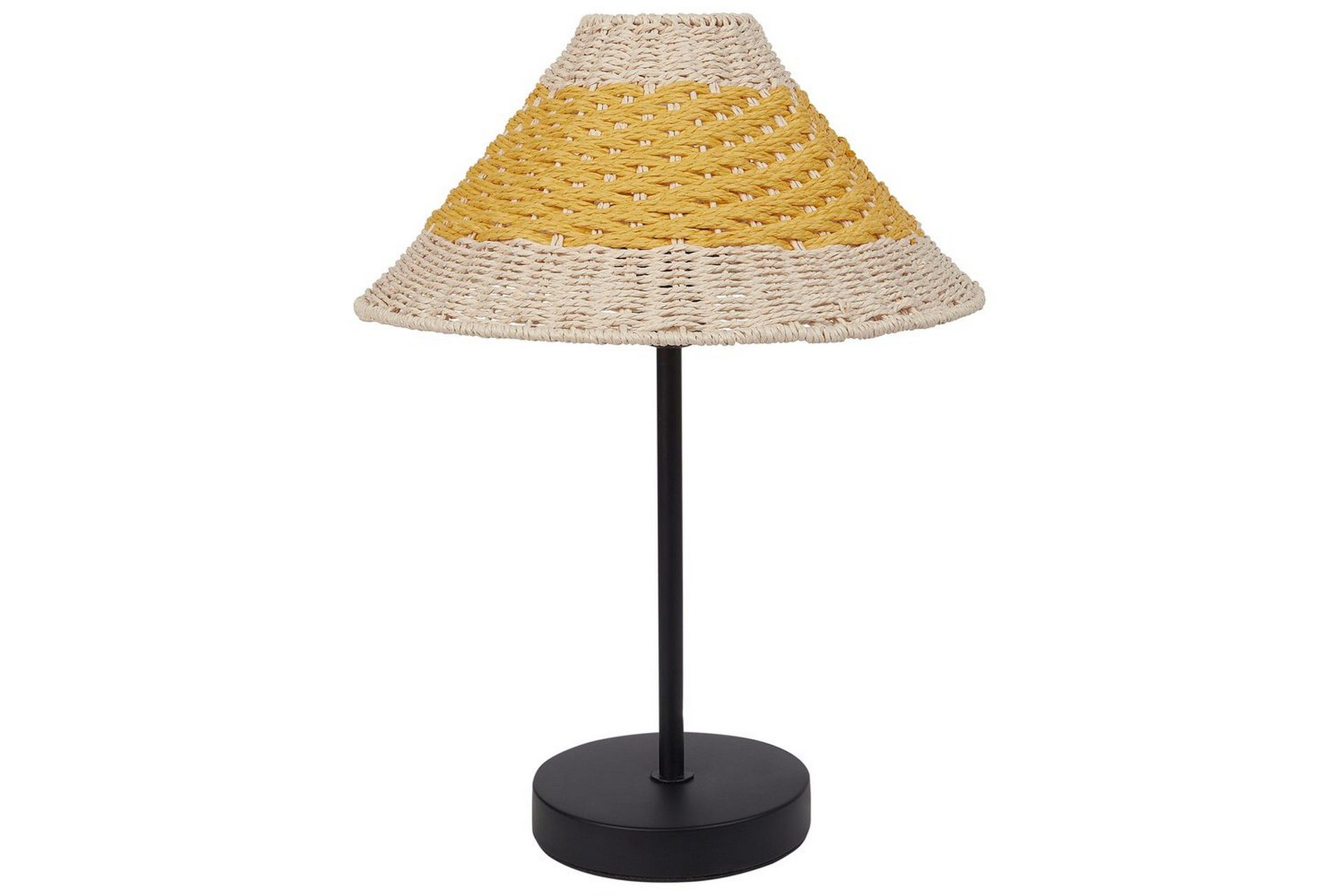 Bordlampe Beige Gul Papirgarn ø 30 cm Kjegleformet lampeskjerm Metallfot Bohemsk stil Nattlampe Belysning Dekorasjon