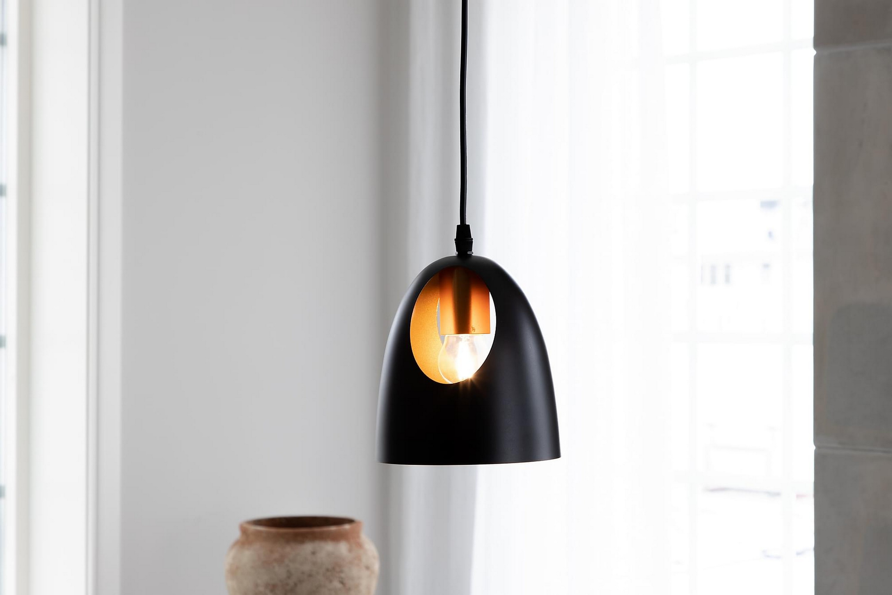 Elda belysning pendel Ø16cm stål svart, kobber.