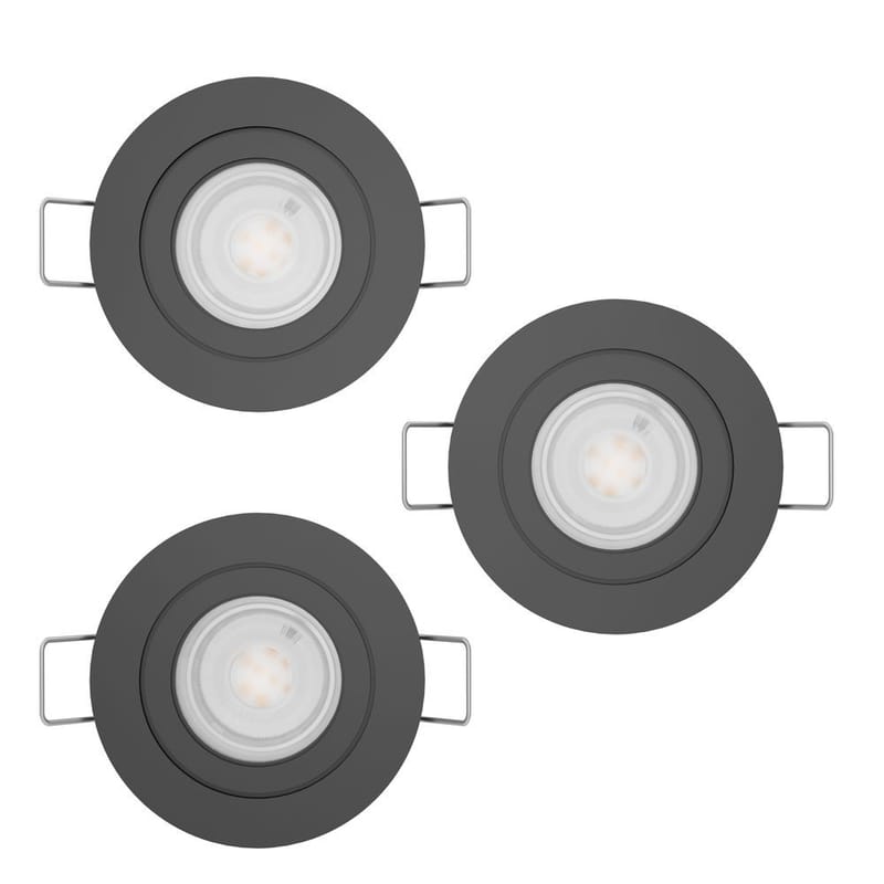 Innfelt lampe Barranco 30 mm 3000K Set om 3 - Sort - Belysning - Downlights & spotlights