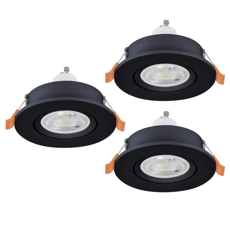 Innfelt lampe Barranco 90 mm 4000K Set om 3, Sort
