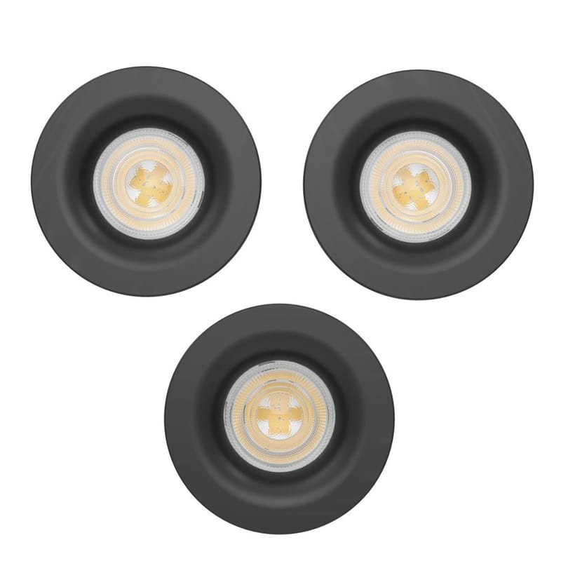 Innfelt lampe Salabate 88 mm Sett med 3 - Sort - Belysning - Downlights & spotlights
