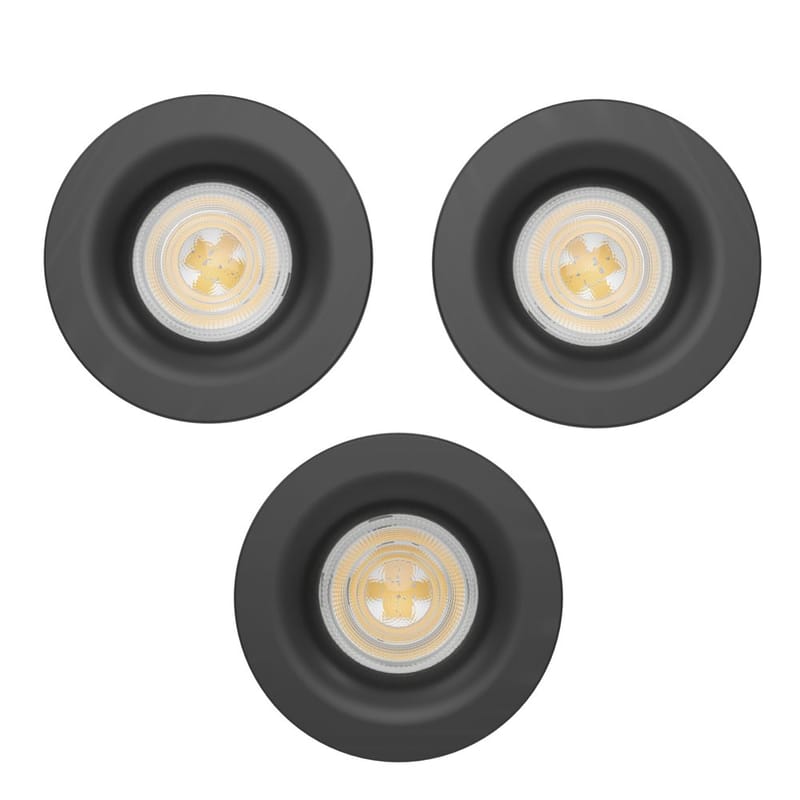 Innfelt lampe Salabate 88 mm Sett med 3 - Sort - Belysning - Downlights & spotlights
