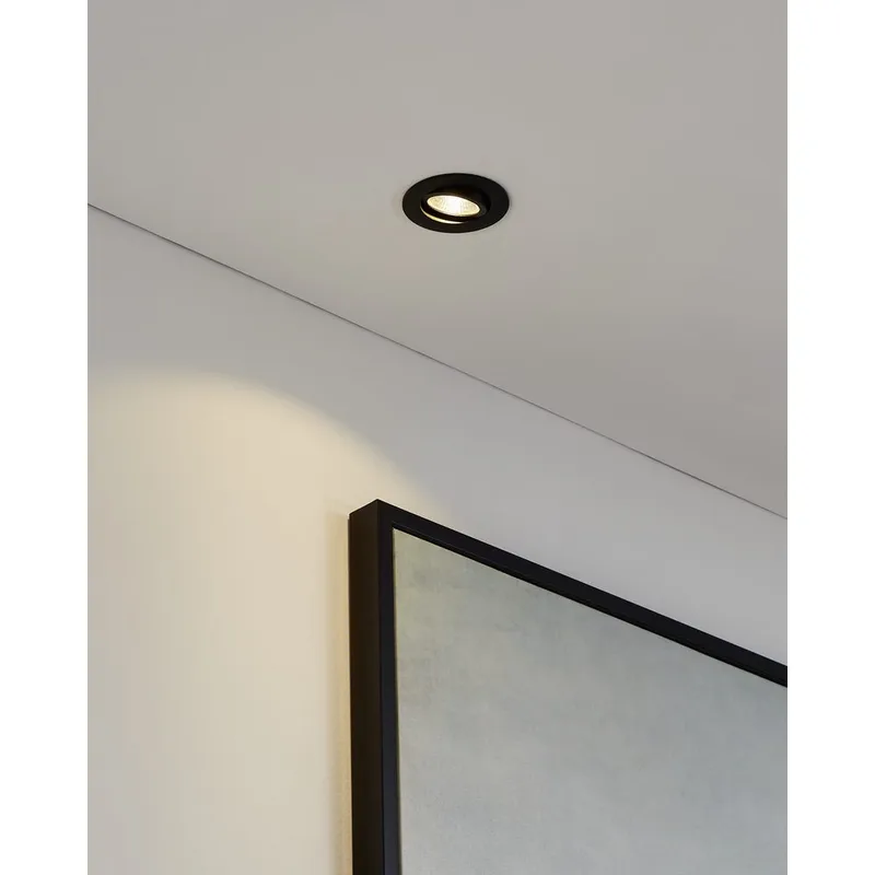 Innfelt lampe Saliceto Ø88 mm 2700K - Sort - Belysning - Downlights & spotlights