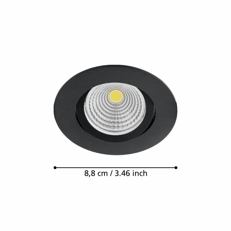 Innfelt lampe Saliceto Ø88 mm 2700K - Sort - Belysning - Downlights & spotlights