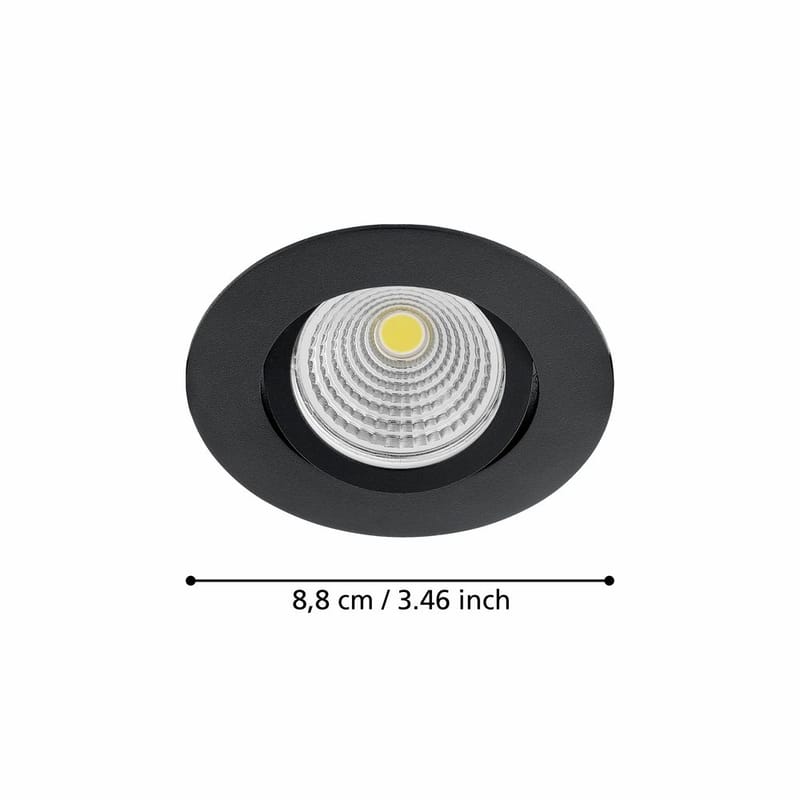 Innfelt lampe Saliceto Ø88 mm 2700K - Sort - Belysning - Downlights & spotlights