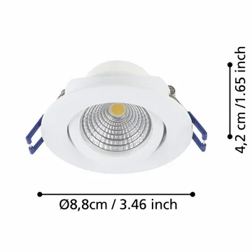 Innfelt lampe Saliceto 3 stk Ø88 mm 2700K - Hvit - Belysning - Downlights & spotlights