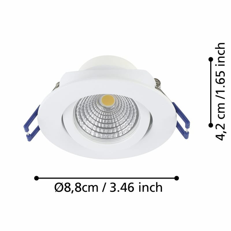 Innfelt lampe Saliceto 3 stk Ø88 mm 2700K - Hvit - Belysning - Downlights & spotlights