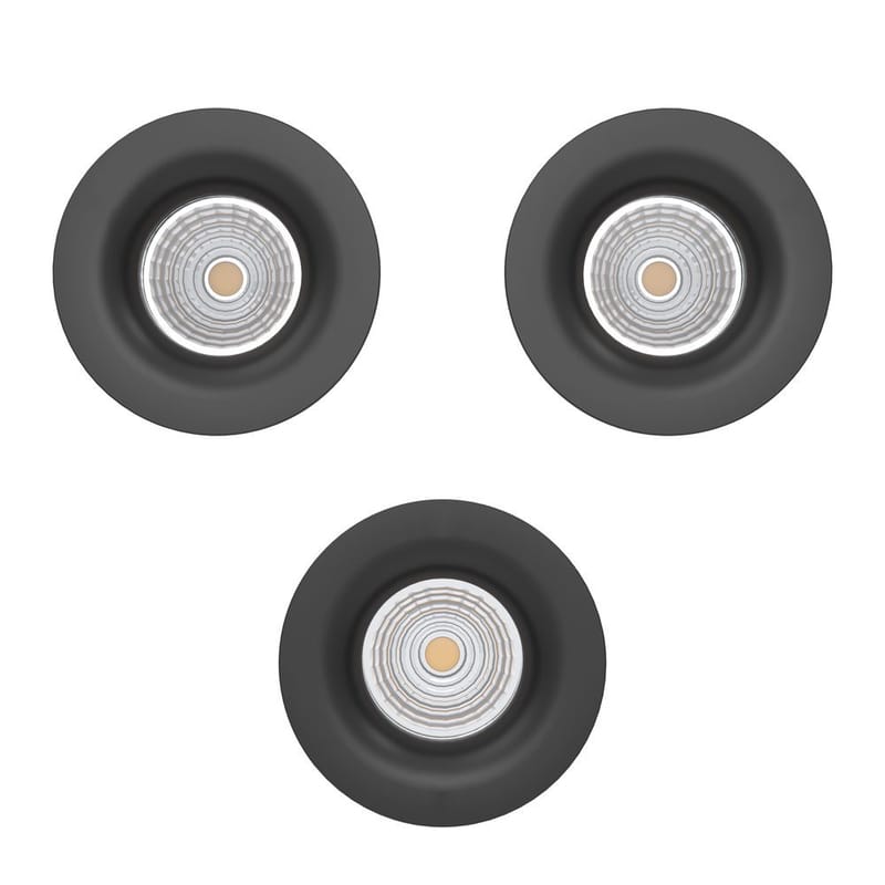 Innfelt lampe Saliceto 88 mm 2700K Sett med 3 - Sort - Belysning - Downlights & spotlights