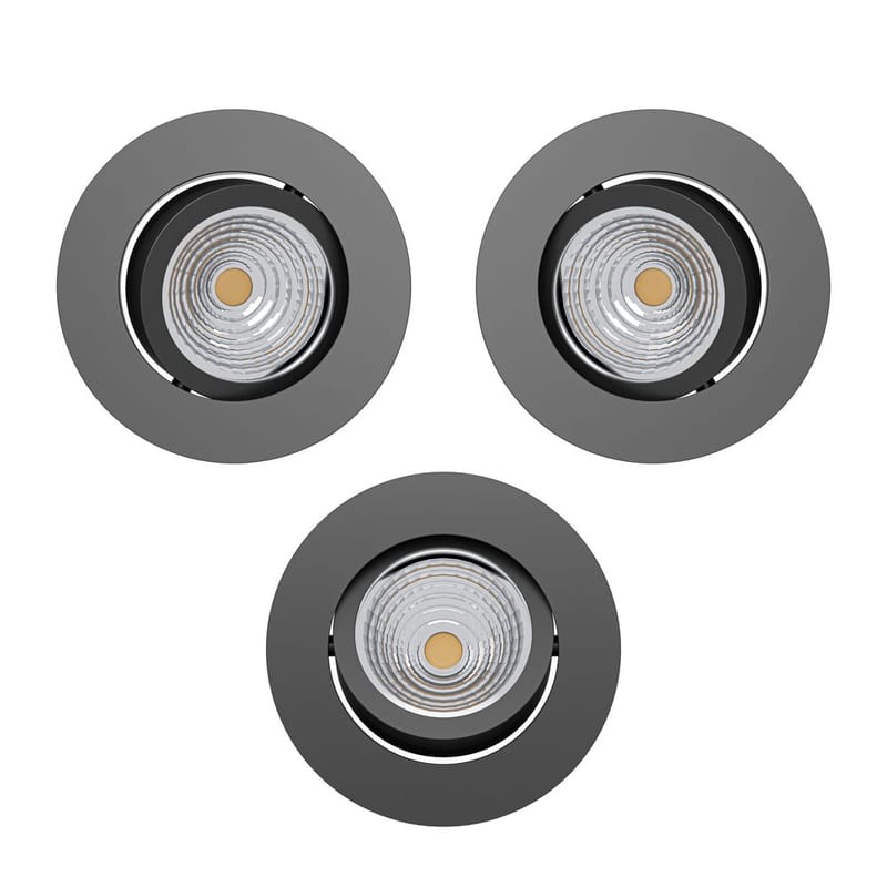 Innfelt lampe Saliceto 88 mm 4000K Sett med 3 - Sort - Belysning - Downlights & spotlights