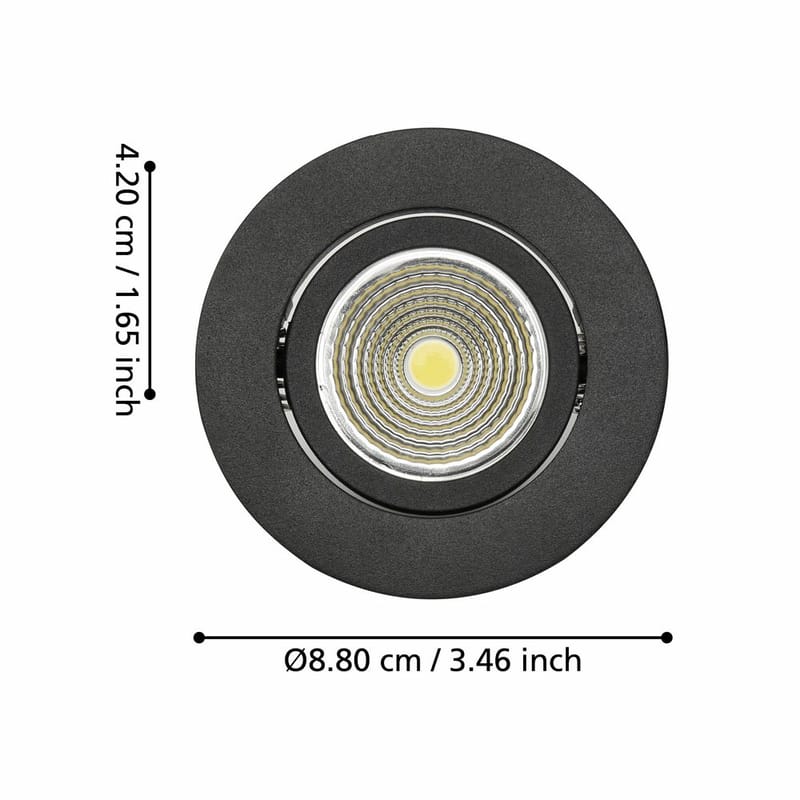 Innfelt lampe Saliceto 88 mm 4000K - Sort - Belysning - Downlights & spotlights