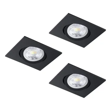 Innfelt lampe Saliceto 88x88 mm 2700K Sett av 3 - Sort - Belysning - Downlights & spotlights