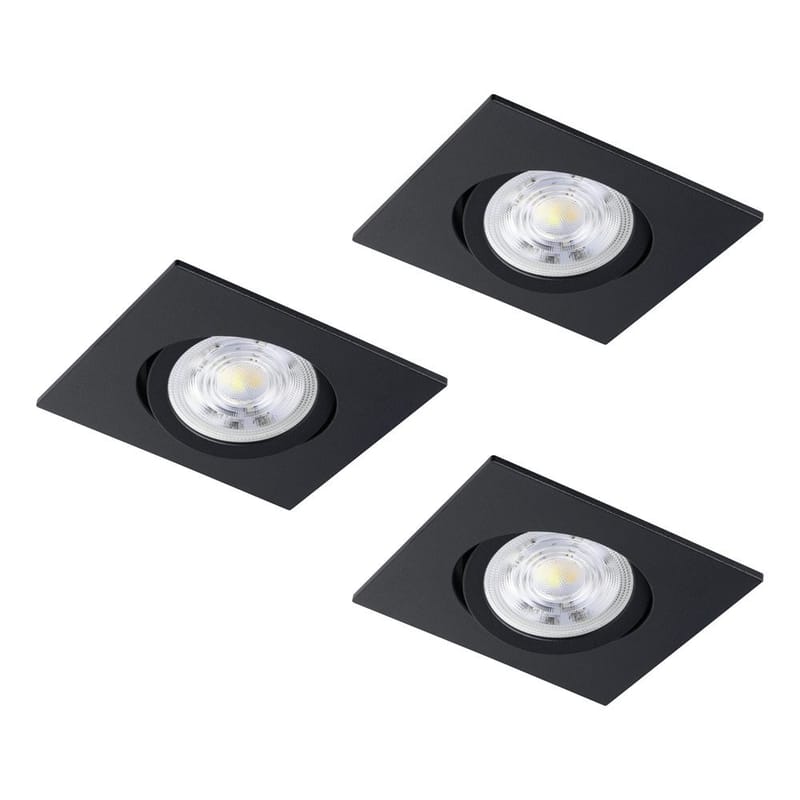 Innfelt lampe Saliceto 88x88 mm 2700K Sett av 3 - Sort - Belysning - Downlights & spotlights