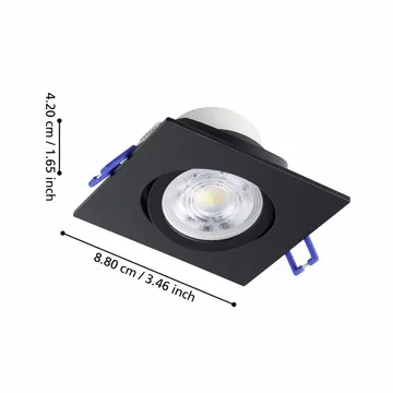 Innfelt lampe Saliceto 88x88 mm 2700K Sett av 3 - Sort - Belysning - Downlights & spotlights