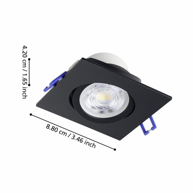 Innfelt lampe Saliceto 88x88 mm 2700K Sett av 3 - Sort - Belysning - Downlights & spotlights