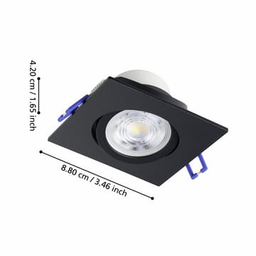Innfelt lampe Saliceto 88x88 mm 2700K Sett av 3 - Sort - Belysning - Downlights & spotlights