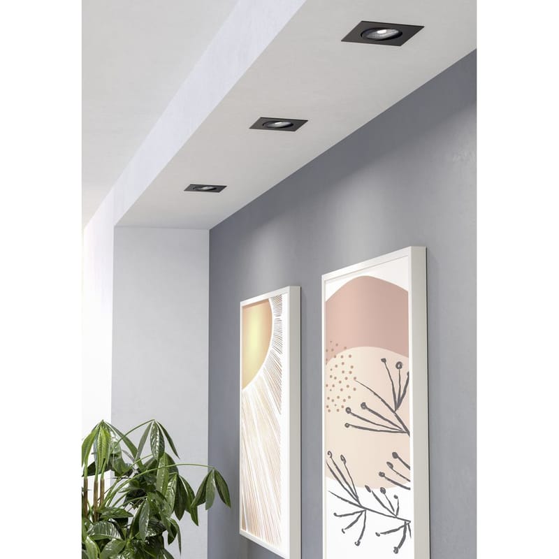 Innfelt lampe Saliceto 88x88 mm 2700K Sett av 3 - Sort - Belysning - Downlights & spotlights