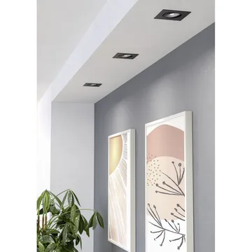 Innfelt lampe Saliceto 88x88 mm 2700K Sett av 3 - Sort - Belysning - Downlights & spotlights