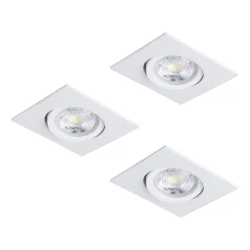 Innfelt lampe Saliceto 88x88 mm 4000K Sett av 3 - Hvit - Belysning - Downlights & spotlights