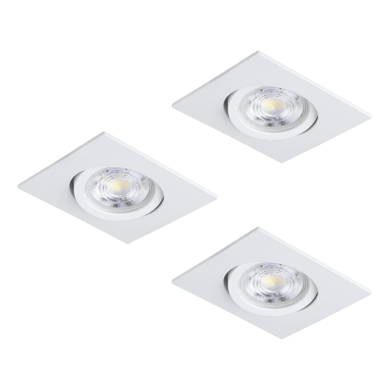 Innfelt lampe Saliceto 88x88 mm 4000K Sett av 3 - Hvit - Belysning - Downlights & spotlights