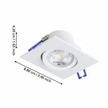 Innfelt lampe Saliceto 88x88 mm 4000K Sett av 3 - Hvit - Belysning - Downlights & spotlights