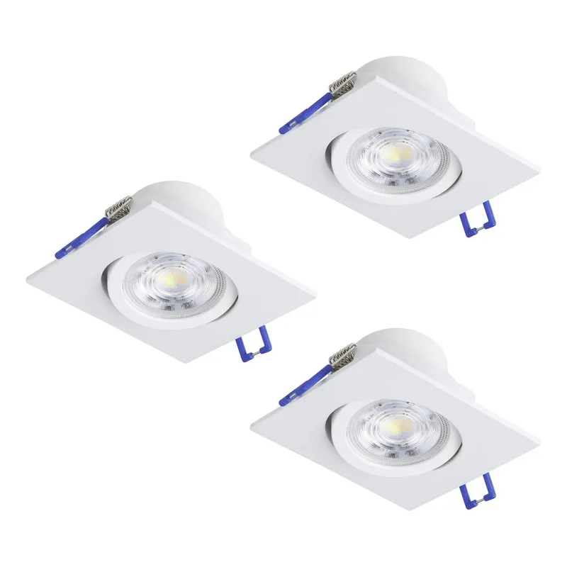 Innfelt lampe Saliceto 88x88 mm 4000K Sett av 3 - Hvit - Belysning - Downlights & spotlights