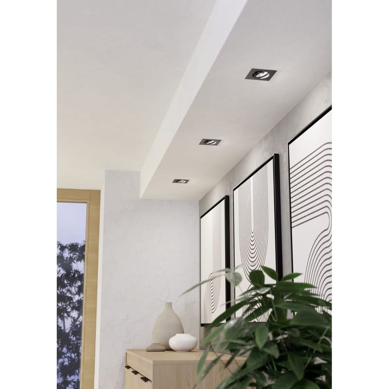 Innfelt lampe Saliceto 88x88 mm 4000K Sett av 3 - Sort - Belysning - Downlights & spotlights