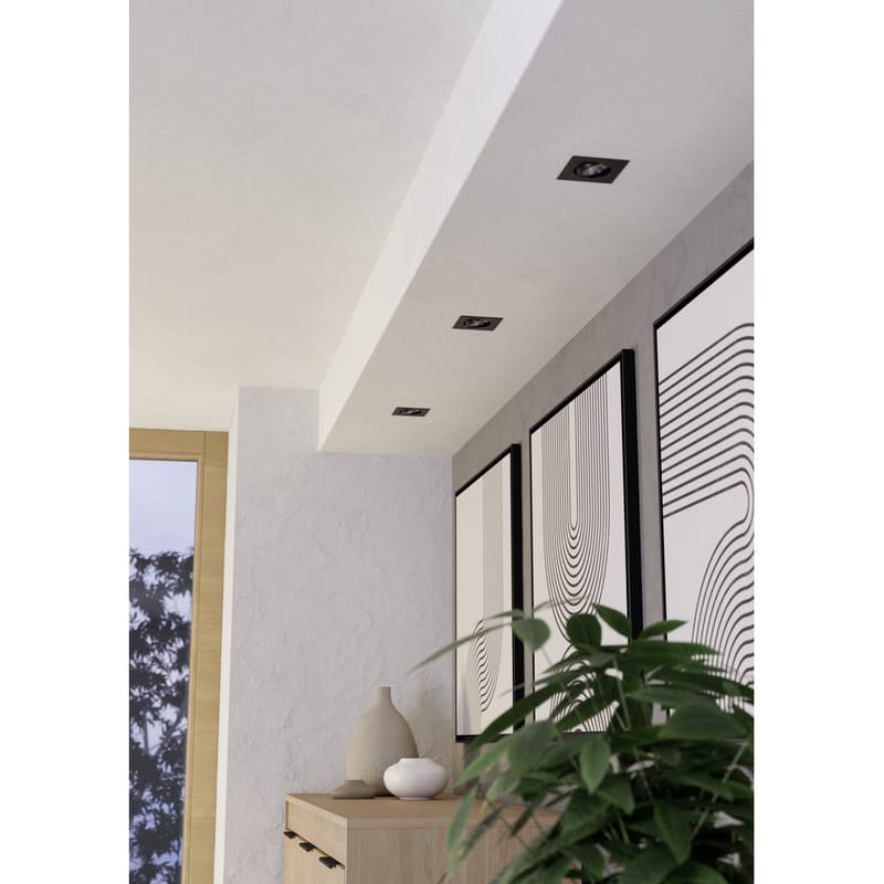 Innfelt lampe Saliceto 88x88 mm 4000K Sett av 3 - Sort - Belysning - Downlights & spotlights