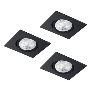 Innfelt lampe Saliceto 88x88 mm 4000K Sett av 3 - Sort - Belysning - Downlights & spotlights