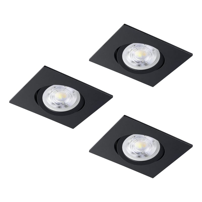 Innfelt lampe Saliceto 88x88 mm 4000K Sett av 3 - Sort - Belysning - Downlights & spotlights