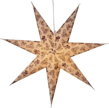 Cotton papirstjerne 60 cm - beige med rødt kongle- og granbarnålsmønster - Belysning - Julebelysning - Julelys