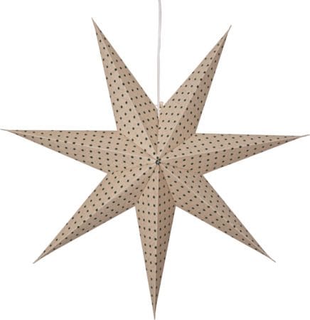 Cotton papirstjerne 60 cm - beige med grønne prikker - Belysning - Julebelysning - Julelys