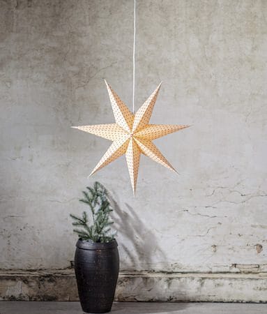 Cotton papirstjerne 60 cm - beige med røde prikker - Belysning - Julebelysning - Julelys