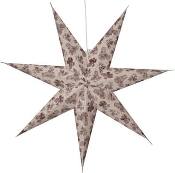 Cotton papirstjerne 60 cm - beige med rødt kongle- og granbarnålsmønster - Belysning - Julebelysning - Julelys