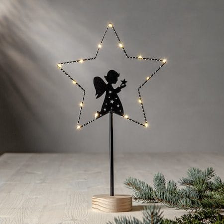 Glimta innendørs dekorasjonsbelysning 25 cm - svart med naturfarget trebase - Belysning - Julebelysning - Julelys