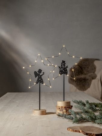 Glimta innendørs dekorasjonsbelysning 25 cm - svart med naturfarget trebase - Belysning - Julebelysning - Julelys