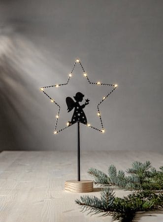 Glimta innendørs dekorasjonsbelysning 25 cm - svart med naturfarget trebase - Belysning - Julebelysning - Julelys