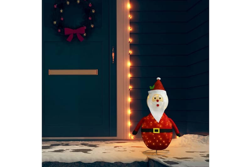 Dekorativ julenissefigur LED luksusstoff 60 cm - Rød - Julebelysning utendørs