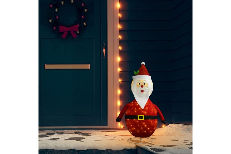 Dekorativ julenissefigur LED luksusstoff 90 cm - Rød - Julebelysning utendørs