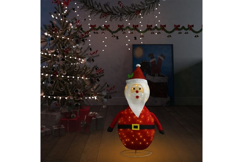 Dekorativ julenissefigur LED luksusstoff 90 cm - Rød - Julebelysning utendørs