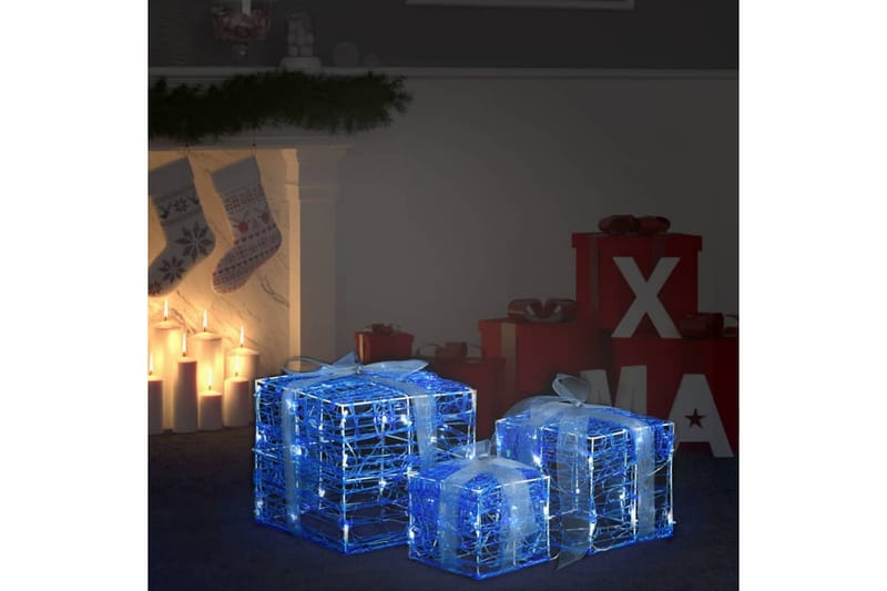 Dekorative julegaveesker 3 stk akryl kaldhvitt - Blå - Julebelysning utendørs