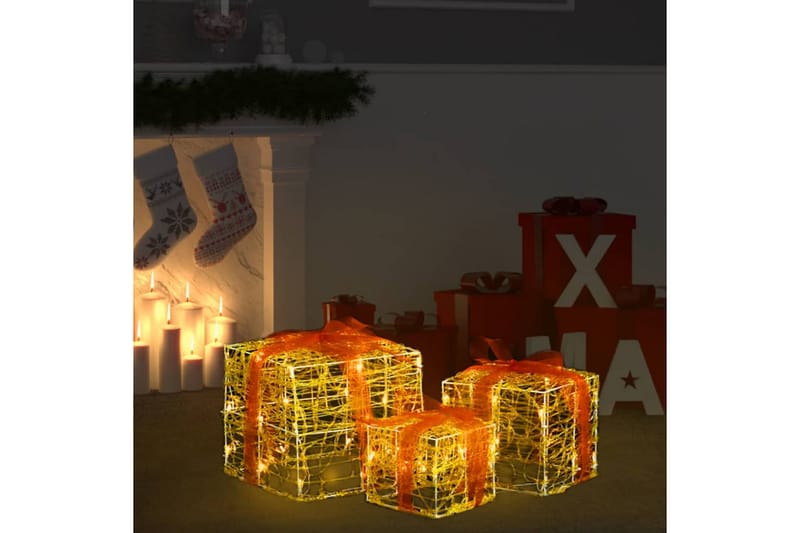Dekorative julegaveesker 3 stk akryl varmhvit - Gul - Julebelysning utendørs