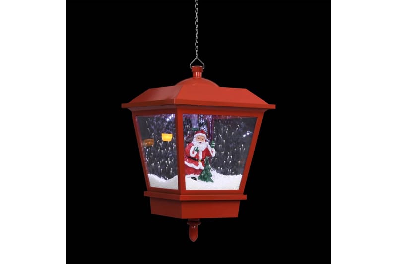 Hengende julelampe med LED-lys & julenisse rød 27x27x45 cm - Julebelysning utendørs