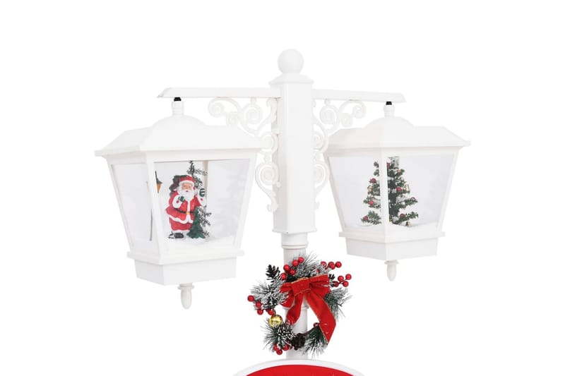 Julegatelampe med julenisse hvit og rød 81x40x188 cm PVC - Hvit - Julebelysning utendørs