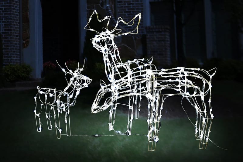 Julelys dekorasjon reinsdyr 3 deler 229 LEDs - Hvit - Julebelysning utendørs
