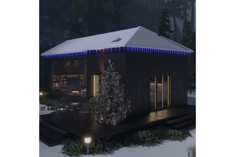 Julelys istappformet 100 stk blå akryl fjernkontroll - Julebelysning utendørs