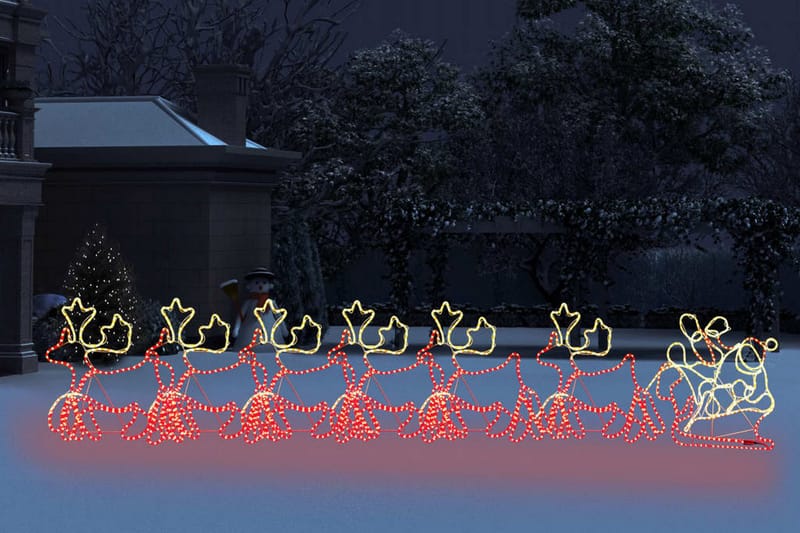 Julelysdekorasjon 6 XXL reinsdyr og slede 2160 lysdioder 7 m - Julebelysning utendørs
