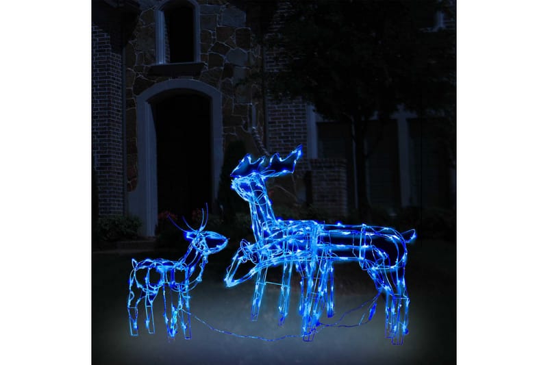 Julelysdekorasjon reinsdyr 3 deler 229 LEDs - Blå - Julebelysning utendørs