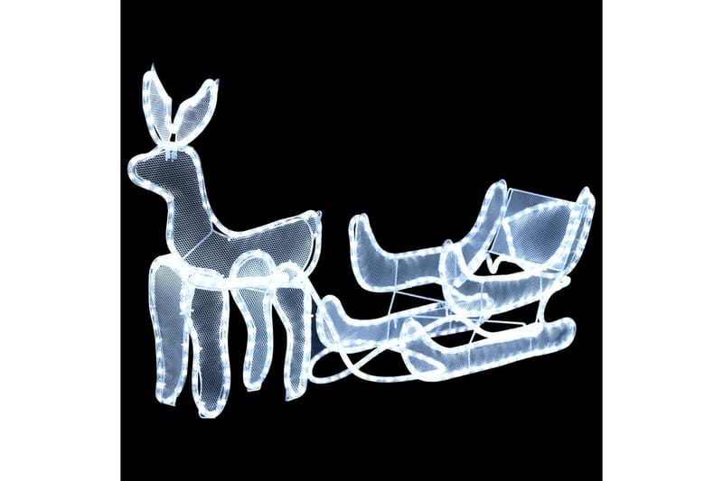 Julelysdekorasjon reinsdyr og slede, netting 216 lysdioder - Julebelysning utendørs