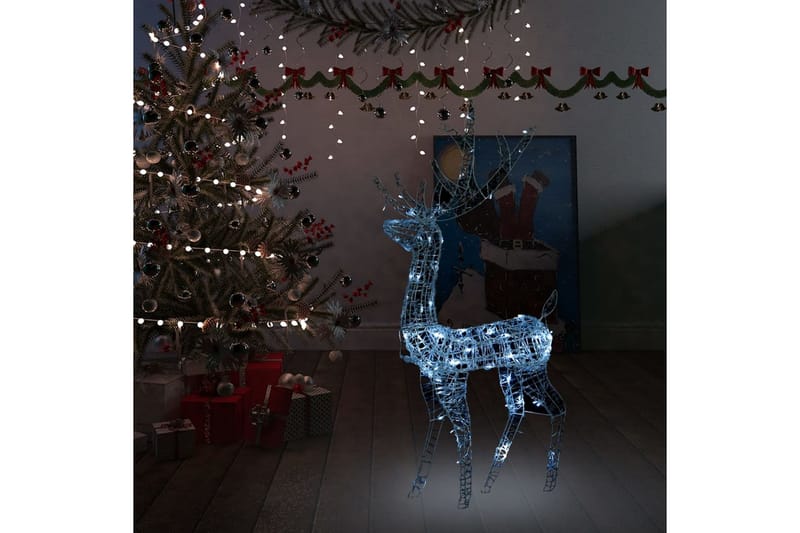 Julereinsdyr dekorasjon akryl 140 LED 120 cm kaldhvitt - Hvit - Julebelysning utendørs