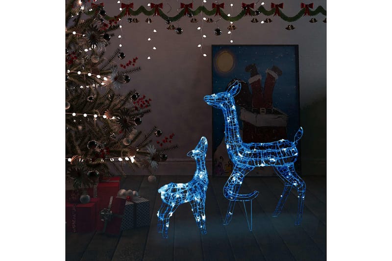 Julereinsdyrfamilie akryl 160 LED 160 cm blå - Blå - Julebelysning utendørs
